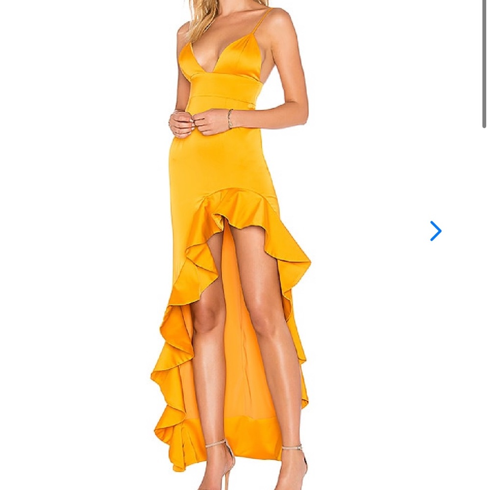 Lovers + Friends Aahmani Gown with Asymmetric Ruffle Slit